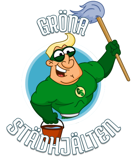 Gröna Städhjälten logotyp man